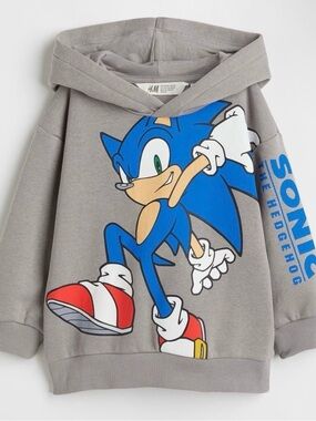 H&M Kids Sonic Hedgehog Toddler Boy Hoodie Sweatshirt Top Sweater Sz 2-4T Unisex
